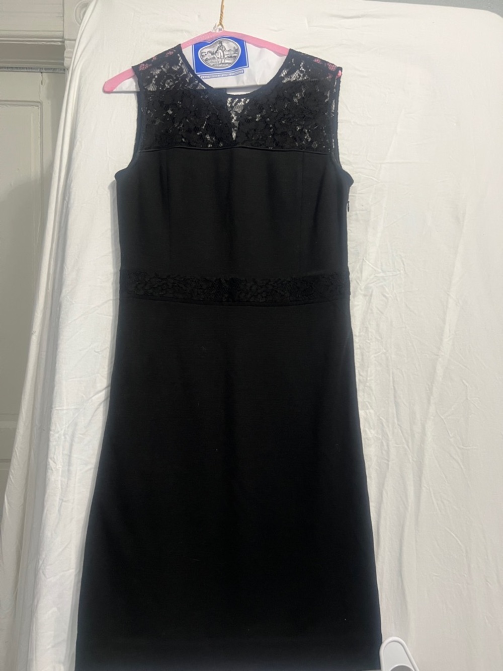 Tory Burch Black Sleeveless Lace-Yoke Midi Dress